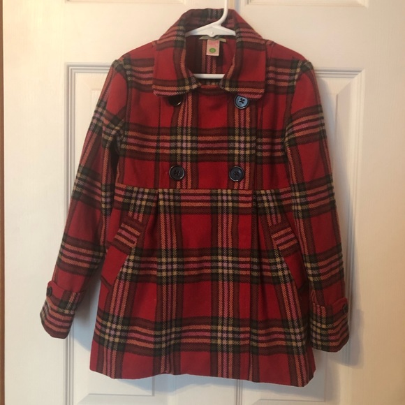 downeast girl Other - Girls red plaid wool pea coat size 6